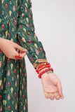 Girls Winter Dress | Bottle Green & Multicolor | Casual 3 Piece Suit  | Cotton Khaddar Printed | GAD-03648