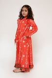 Kids Casual Maxi  | Peach & Multicolor | Casual Maxi | Cotton Lawn Printed | KAA-03483