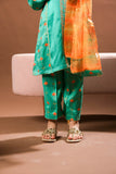 Kids formal clothes | Sea Green & Multicolor | Formal 3 Piece Suit | Viscose Raw Silk | KDD-03281