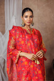 Women Formal Clothes | Red & Multicolor | Formal 3 Piece Suit |  Organza by Cotton | LDD-03146