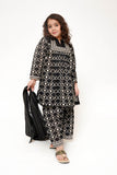 Kids Casual Dress | Black & Fawn | Casual 3 Piece Suit | Cotton Lawn Printed | KAD-03497