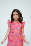 Kids Casual Dress | S.Pink & MultiColor | Casual 2 Piece Suit | Cotton Digital Lawn Printed | KAC-03541