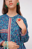 Girls Winter Dress | Turquoise Blue & Multicolor | Casual 3 Piece Suit  | Cotton Khaddar Printed | GAD-03631