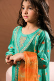Kids formal clothes | Sea Green & Multicolor | Formal 3 Piece Suit | Viscose Raw Silk | KDD-03281