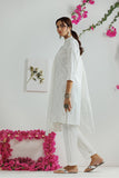 LAD-03114 | White & silver | Casual 3 Piece Suit | Plain Cotton