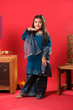 Kids formal clothes | Turquoise blue & Gold | Formal 3 Piece Suit | Viscose Chiffon | KDD-03242