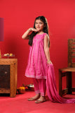 Kids Eid Dress | Shocking Pink & Multicolor | Casual Plus 3 Piece Suit | Cotton Dobby | KBD-03313