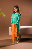 Kids formal clothes | Sea Green & Multicolor | Formal 3 Piece Suit | Viscose Raw Silk | KDD-03281