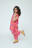 Kids Casual Dress | S.Pink & MultiColor | Casual 2 Piece Suit | Cotton Digital Lawn Printed | KAC-03541