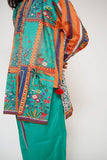 Kids Casual Dress | Turtquoise green & Multicolor | Casual 2 Piece Suit | Cotton Lawn Printed Digital Printed | KAC-03470