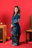 Kids formal clothes | Turquoise blue & Gold | Formal 3 Piece Suit | Viscose Chiffon | KDD-03242
