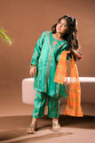 Kids formal clothes | Sea Green & Multicolor | Formal 3 Piece Suit | Viscose Raw Silk | KDD-03281