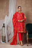 Women Formal Clothes | Red & Multicolor | Formal 3 Piece Suit |  Organza by Cotton | LDD-03146