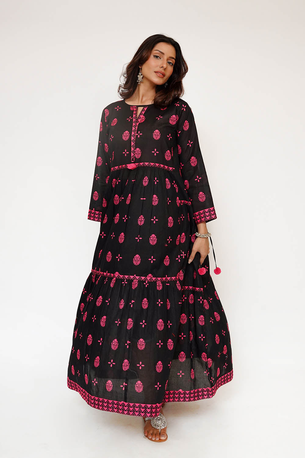 maxi eid dresses Women Eid Dress | Black & Multicolor | Casual Maxi