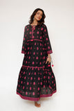 Women Eid Dress | Black & Multicolor | Casual Maxi | Cotton Lawn Printed | LAA-03485