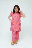 Kids Casual Dress | S.Pink & MultiColor | Casual 2 Piece Suit | Cotton Digital Lawn Printed | KAC-03541
