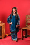 Kids formal clothes | Turquoise blue & Gold | Formal 3 Piece Suit | Viscose Chiffon | KDD-03242