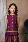 KDD-03069 | Purple & Gold | Formal 3 Piece Suit | Viscose Chambray Katan