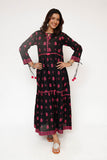 Women Eid Dress | Black & Multicolor | Casual Maxi | Cotton Lawn Printed | LAA-03485