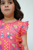 Kids Casual Dress | S.Pink & MultiColor | Casual 2 Piece Suit | Cotton Digital Lawn Printed | KAC-03541