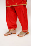 Girls Eid Dress | Red & Glitter | Casual Plus 3 Piece Suit  | Cotton Glitter Printed | GBD-03412