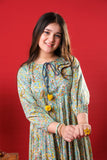 Girls Eid Dress | Sea Green & Multicolor | Casual Kurta  | Cotton Lawn Printed | GAA-03272