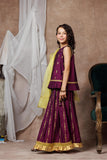 KDD-03069 | Purple & Gold | Formal 3 Piece Suit | Viscose Chambray Katan