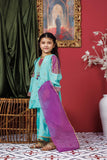 Kids formal clothes | Sea Green & Purple | Formal 3 Piece Suit | Viscose Raw-Silk | KDD-03073