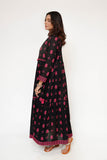 Women Eid Dress | Black & Multicolor | Casual Maxi | Cotton Lawn Printed | LAA-03485
