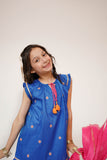 Kids Casual Dress | Blue & Multicolor | Casual 3 Piece Suit | Cotton Plain Embroidery | KAD-03424