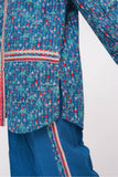 Girls Winter Dress | Turquoise Blue & Multicolor | Casual 3 Piece Suit  | Cotton Khaddar Printed | GAD-03631