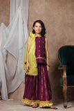KDD-03069 | Purple & Gold | Formal 3 Piece Suit | Viscose Chambray Katan