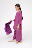 Kids Winter dress | Purple & Gold | Casual 3 Piece Suit | Cotton Masuri Karandi | KAD-03612