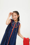 Kids formal Dress | Blue & Multicolor | Formal 3 Piece Suit | Viscose Chambray Katan | KDD-03678
