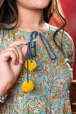 Girls Eid Dress | Sea Green & Multicolor | Casual Kurta  | Cotton Lawn Printed | GAA-03272