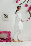 LAD-03170 | White & Silver | Casual 3 Piece Suit | Cotton Lawn Printed