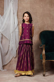 KDD-03069 | Purple & Gold | Formal 3 Piece Suit | Viscose Chambray Katan