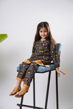Kids Eid Dress | Black & Multicolor | Casual Plus 2 Piece Suit | Cotton Lawn Printed | KAC-03321