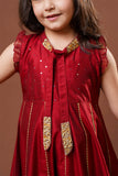 Kids formal clothes | Maroon & Gold | Formal 3 Piece Suit | Viscose Chambray Katan | KDD-03296