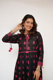 Women Eid Dress | Black & Multicolor | Casual Maxi | Cotton Lawn Printed | LAA-03485
