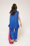 Kids Casual Dress | Blue & Multicolor | Casual 3 Piece Suit | Cotton Plain Embroidery | KAD-03424