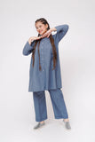 Girls Winter Dress | Turquoise Blue  | Casual 2 Piece Suit  | Cotton Viscose Self-Jacquard  | GAC-03581