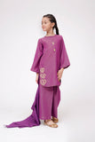 Kids Winter dress | Purple & Gold | Casual 3 Piece Suit | Cotton Masuri Karandi | KAD-03612