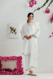 LAD-03170 | White & Silver | Casual 3 Piece Suit | Cotton Lawn Printed