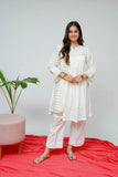 Girls Casual Dress | White & Gold | Casual 3 Piece Suit  | Cotton Plain Emb | GAD-03521