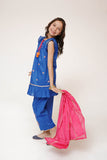 Kids Casual Dress | Blue & Multicolor | Casual 3 Piece Suit | Cotton Plain Embroidery | KAD-03424