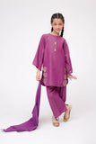 Kids Winter dress | Purple & Gold | Casual 3 Piece Suit | Cotton Masuri Karandi | KAD-03612