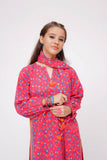 Girls Winter Dress | Shocking Pink & Multicolor | Casual 3 Piece Suit  | Cotton Khaddar Printed | GAD-03633
