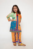 Kids Casual Dress | Mustard & Multicolor | Casual 2 Piece Suit | Cotton Lawn Digital Printed | KAC-03469