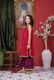 KDD-03050 | Shocking Pink & Pruple | Formal 3 Piece Suit | Viscose Crinkle Chiffon